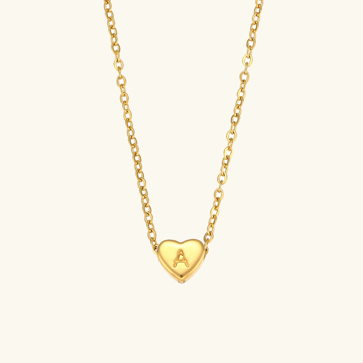Collier en Or avec Initiale en Forme de Cœur