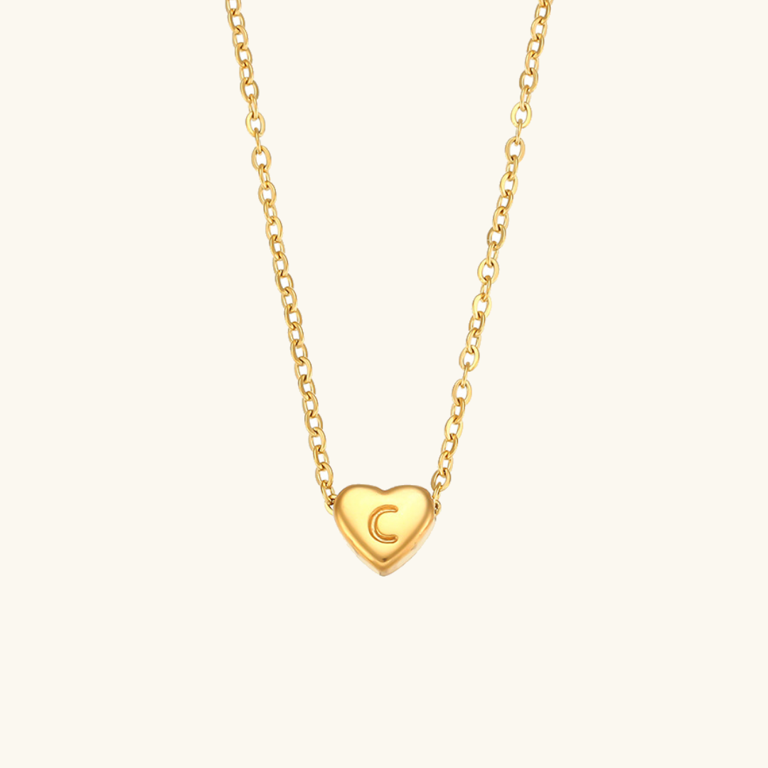 Collier en Or avec Initiale en Forme de Cœur