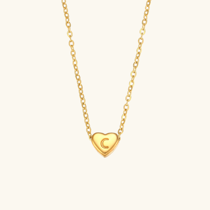 Collier en Or avec Initiale en Forme de Cœur