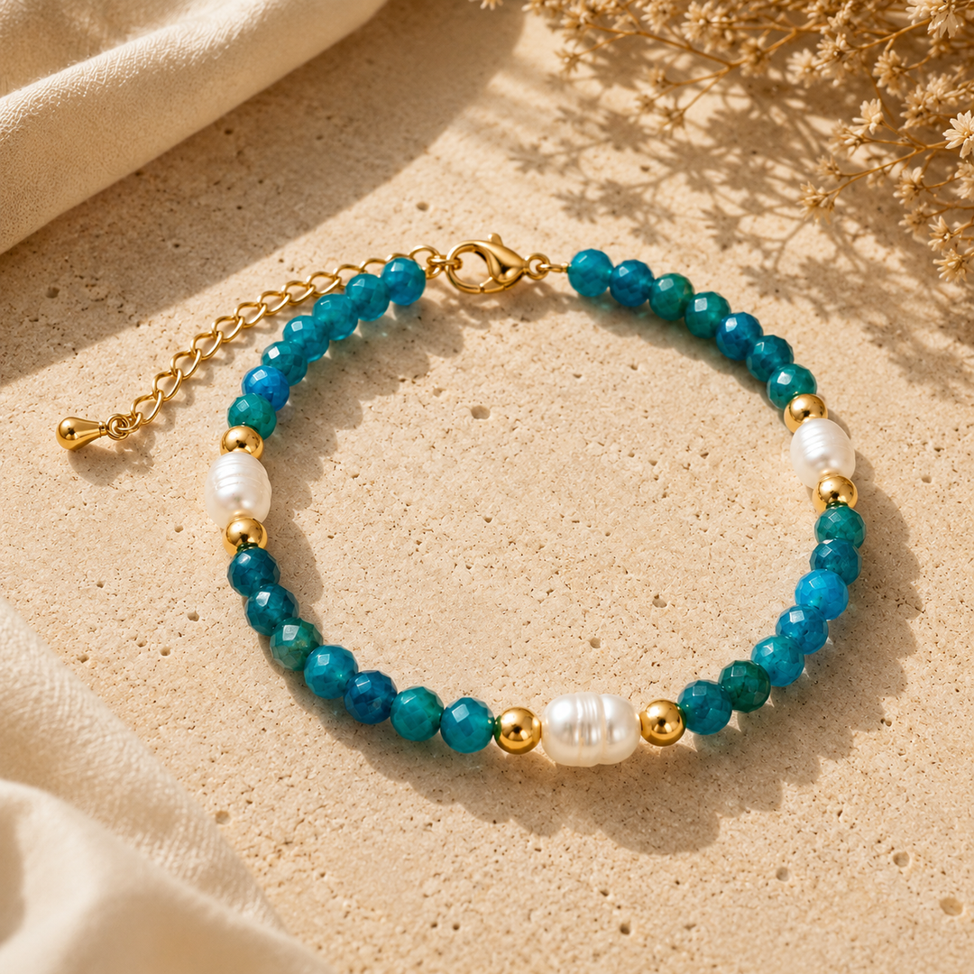 Bracelet en perles turquoise et nacre