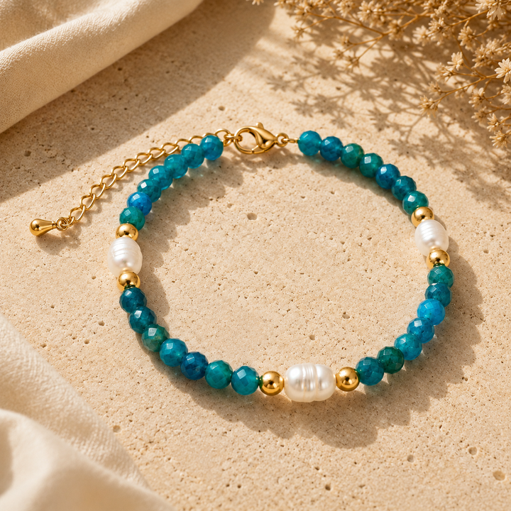 Bracelet en perles turquoise et nacre