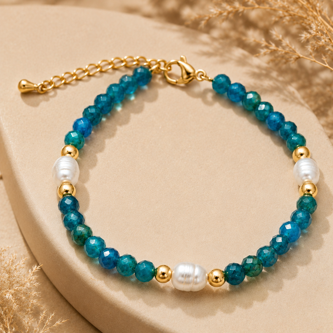 Bracelet en perles turquoise et nacre