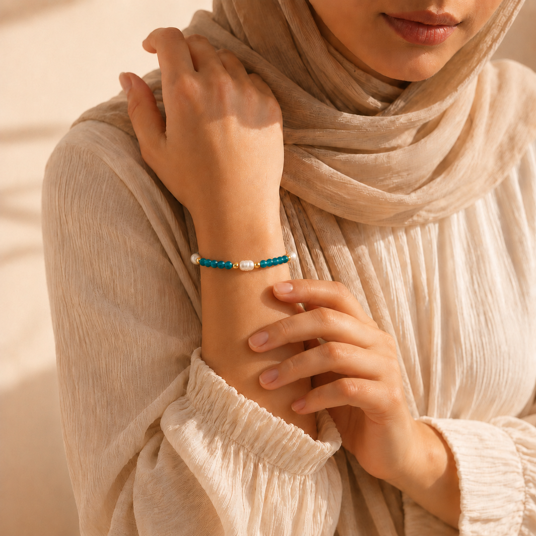 Bracelet en perles turquoise et nacre