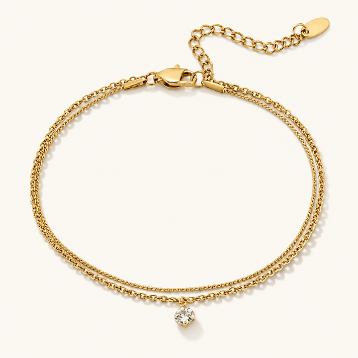 Bracelet de cheville en couches avec coquillage en pétales blancs
