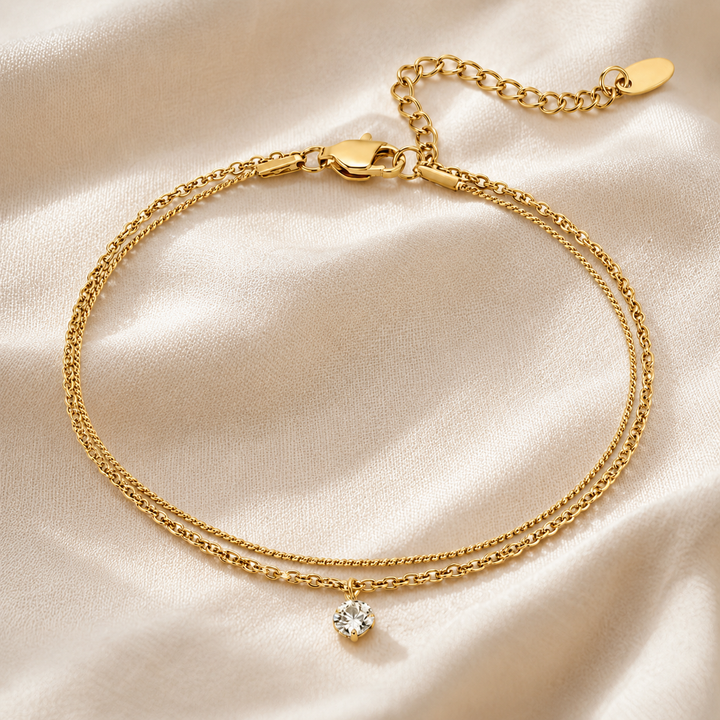 Bracelet de cheville en couches avec coquillage en pétales blancs