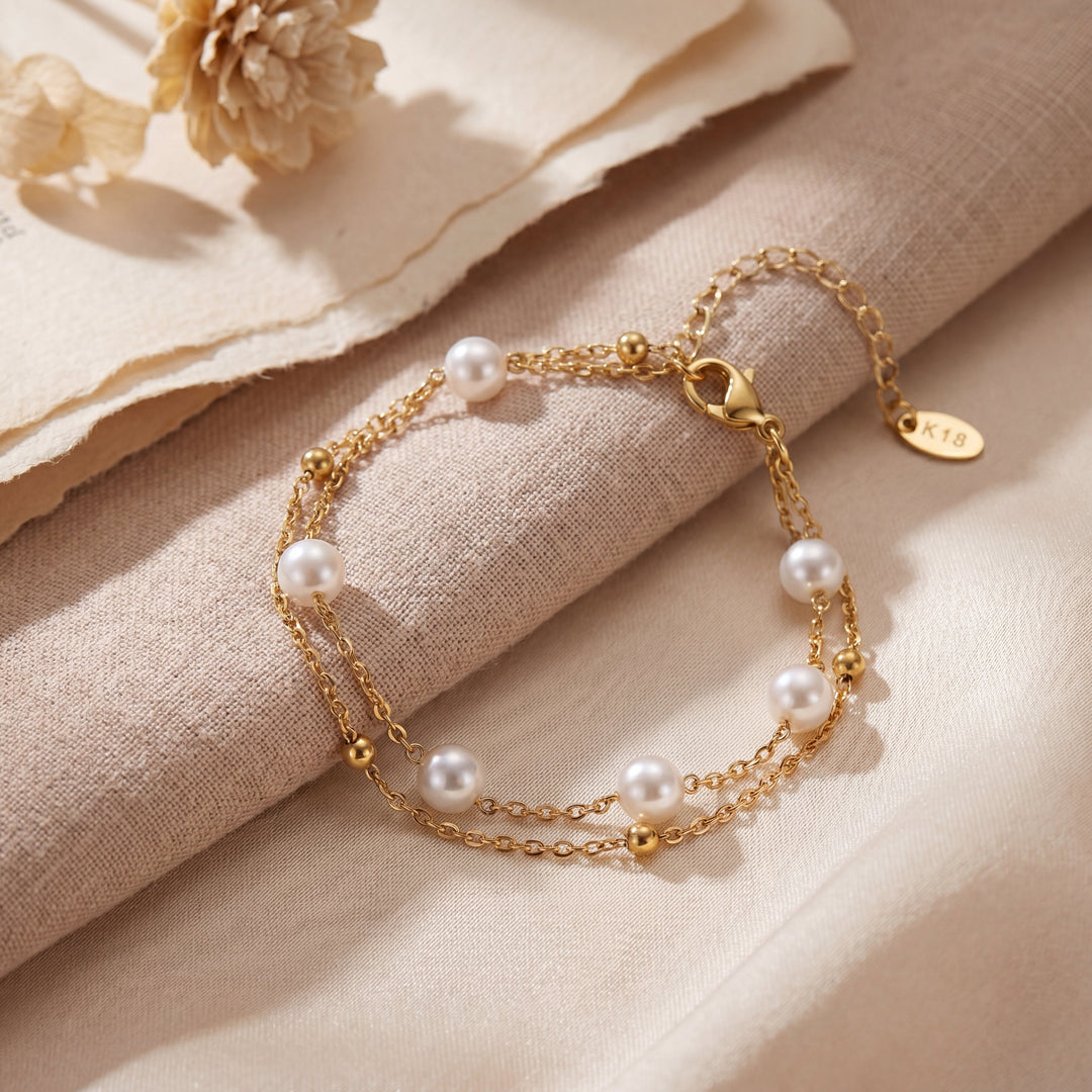 Bracelet Empilé en Perles d'Eau Douce
