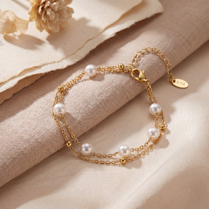 Bracelet Empilé en Perles d'Eau Douce