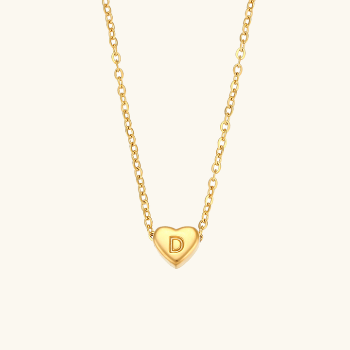 Collier en Or avec Initiale en Forme de Cœur