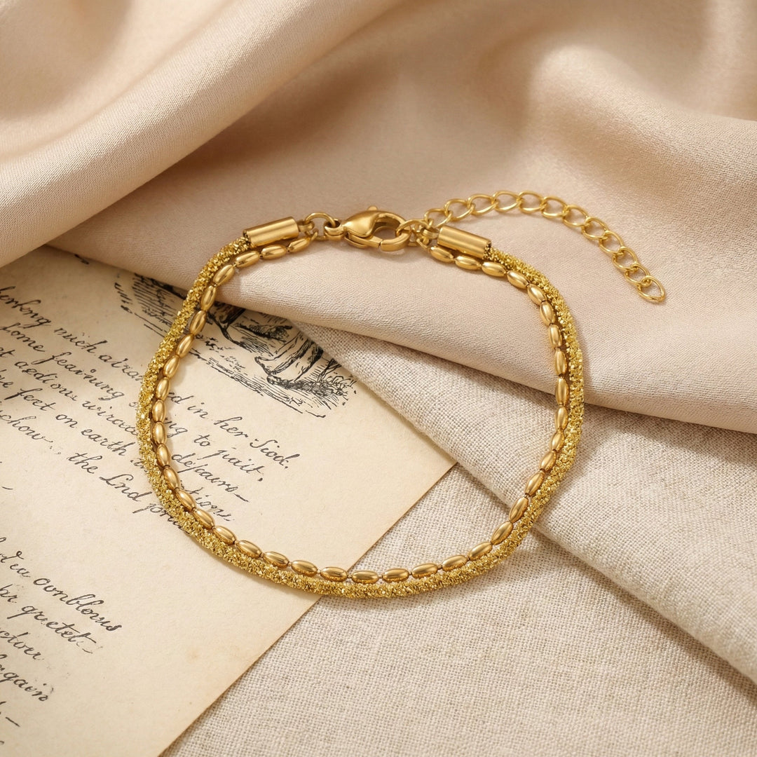 Bracelet de cheville en chaîne à maillons superposés Nora