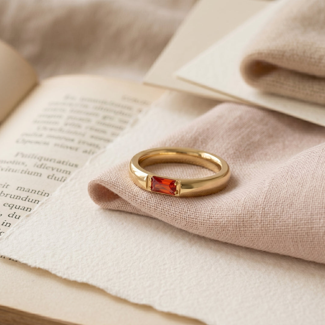 Bague en or avec pierre baguette
