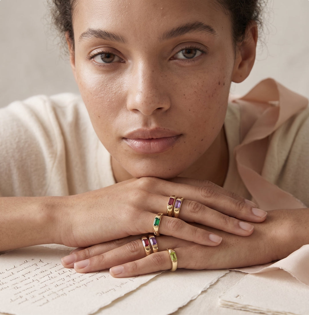 Bague en or avec pierre baguette