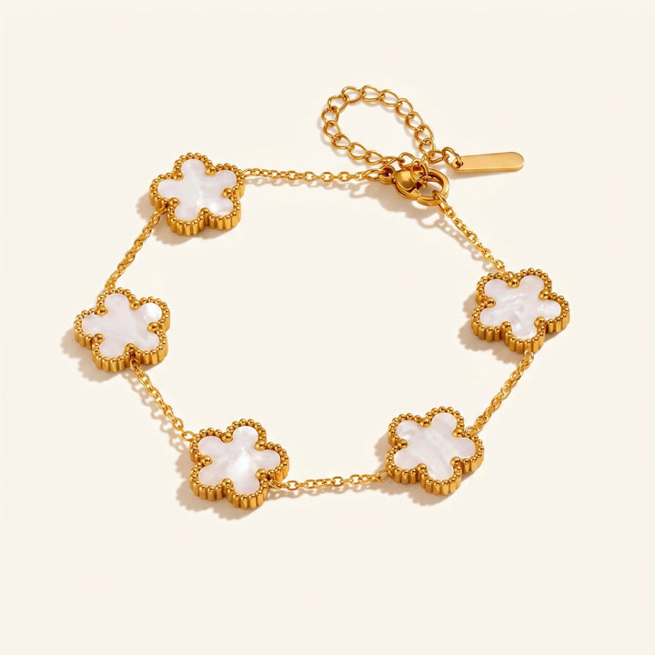 Bracelet Fleur Or & Blanc