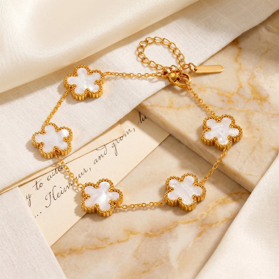 Bracelet Fleur Or & Blanc