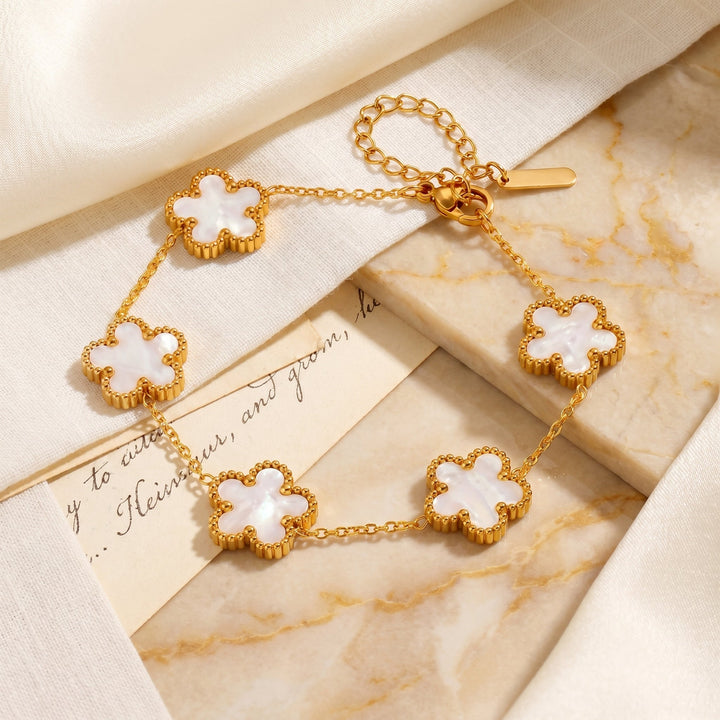 Bracelet Fleur Or & Blanc
