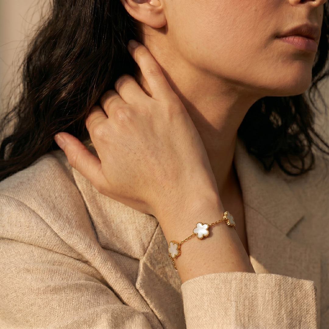 Bracelet Fleur Or & Blanc