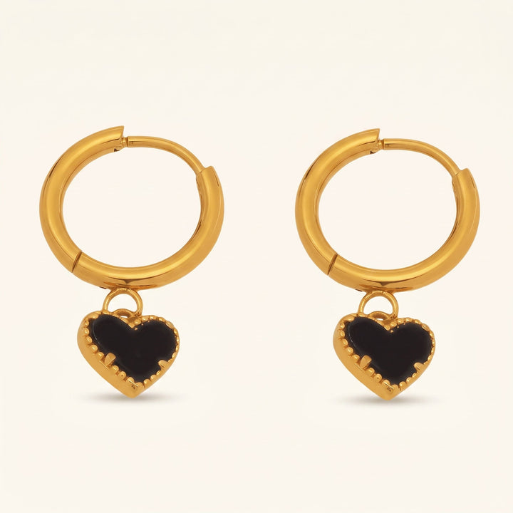 Boucles d'oreilles Halo Cœur Noir