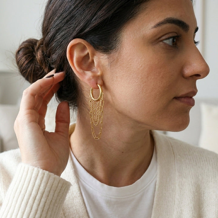 Boucles d'oreilles à franges superposées
