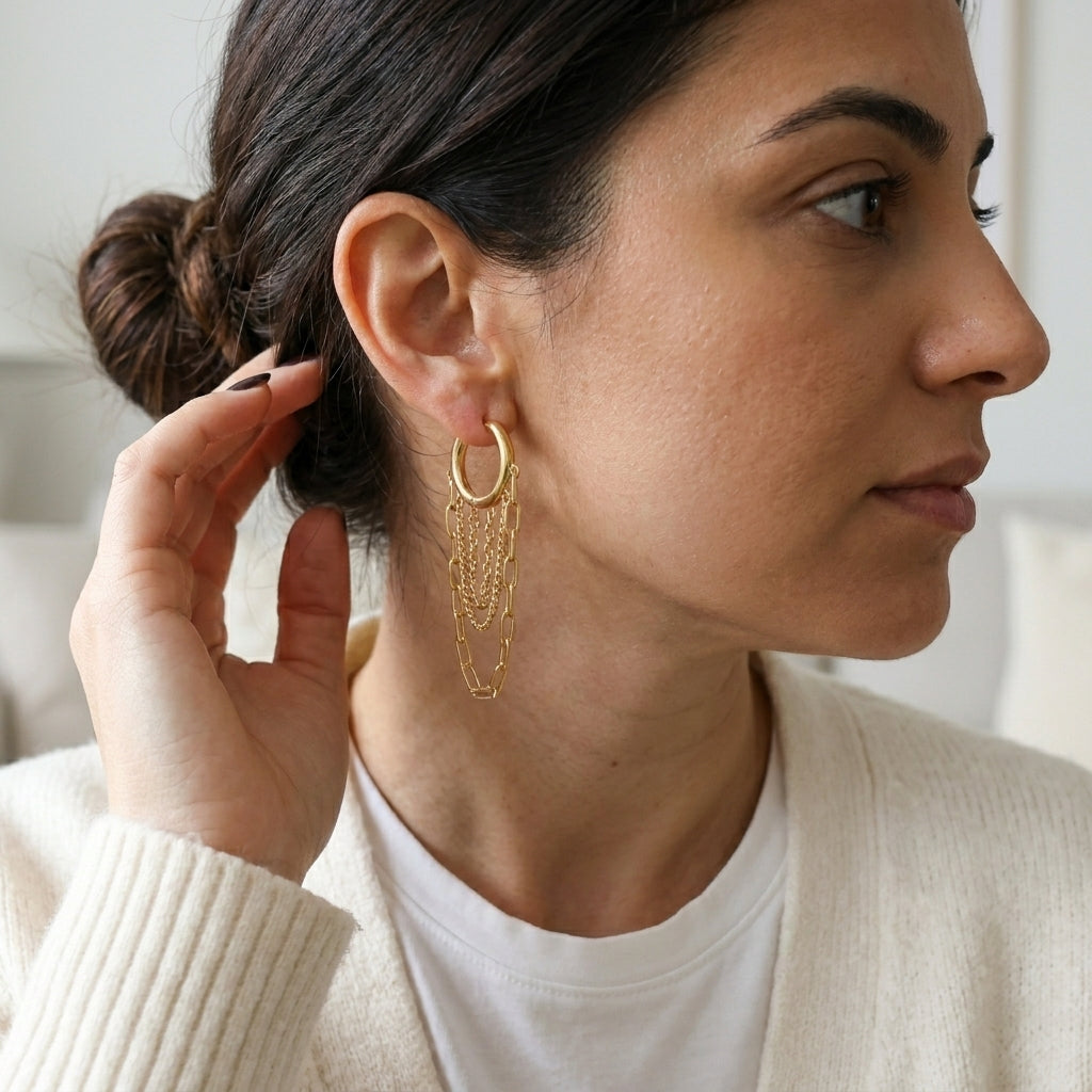 Boucles d'oreilles à franges superposées