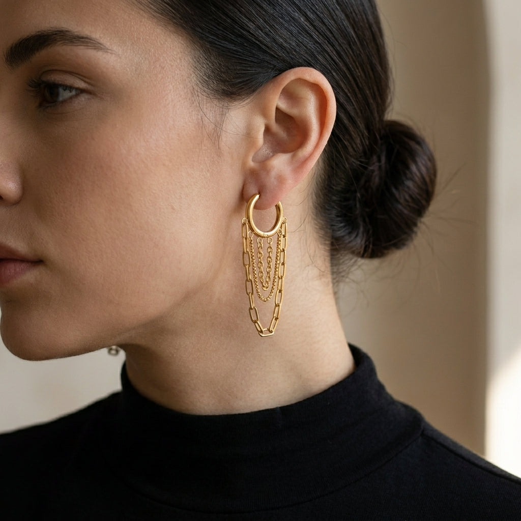 Boucles d'oreilles à franges superposées