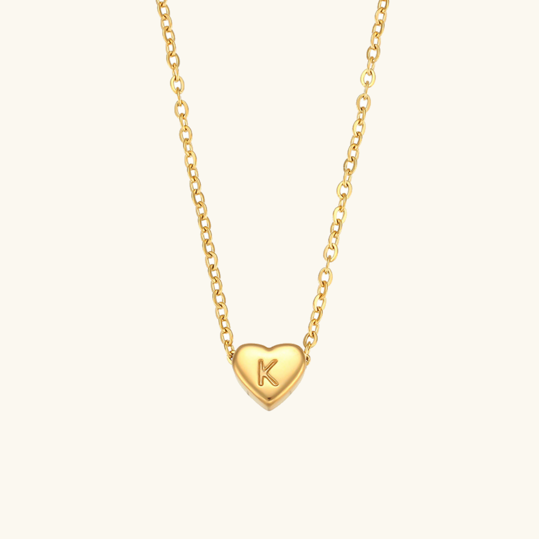 Collier en Or avec Initiale en Forme de Cœur