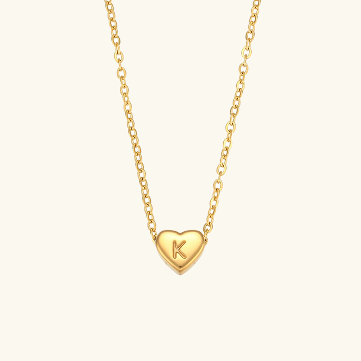 Collier en Or avec Initiale en Forme de Cœur