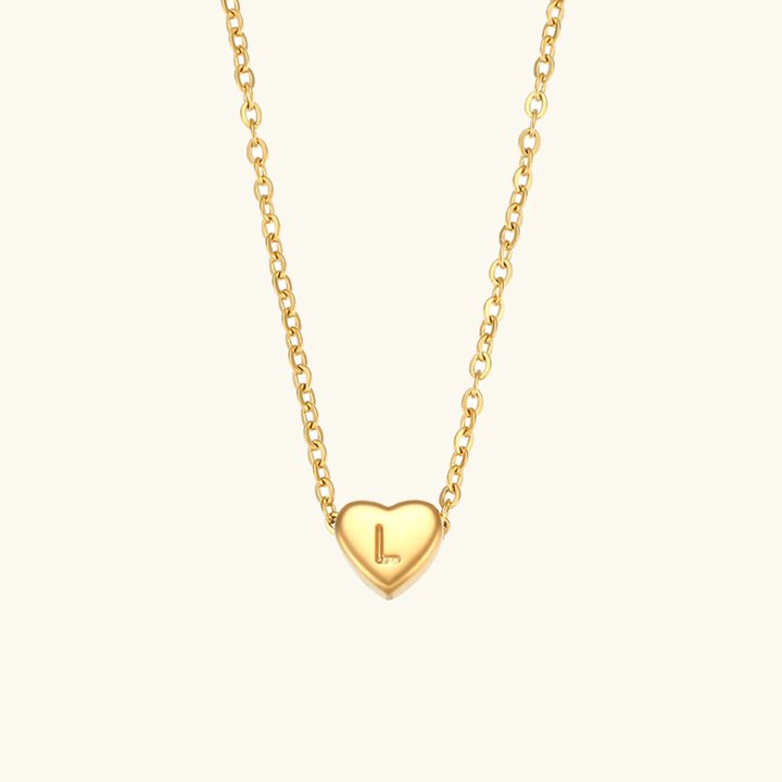 Collier en Or avec Initiale en Forme de Cœur