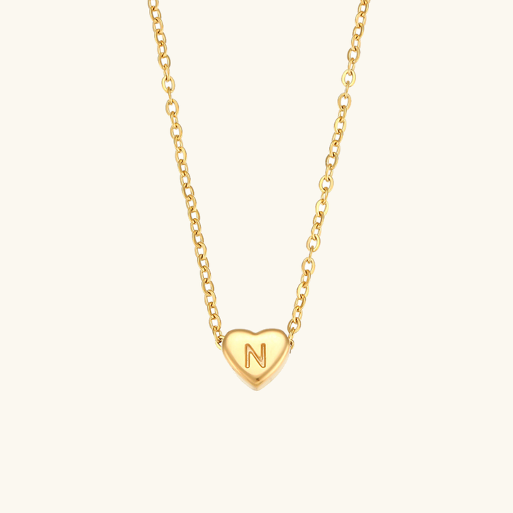 Collier en Or avec Initiale en Forme de Cœur