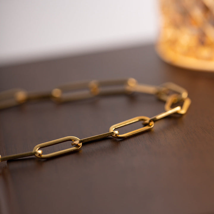 Collier en Chaîne Ria en Or avec Maillons en Forme de Trombone