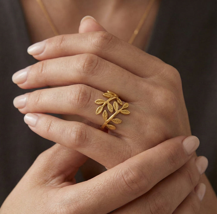 Bague Feuille d'Olivier Par Amina — Palestine
