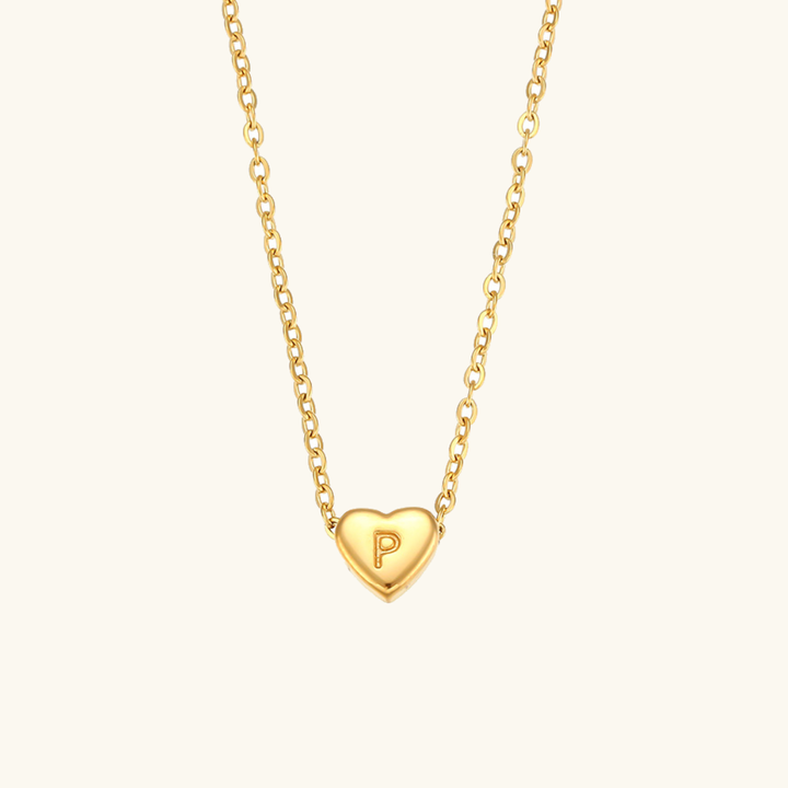 Collier en Or avec Initiale en Forme de Cœur