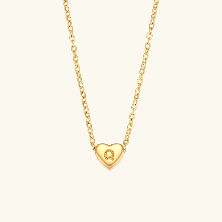 Collier en Or avec Initiale en Forme de Cœur