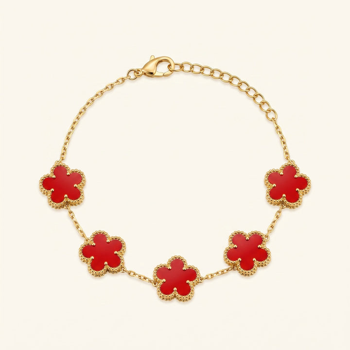 Bracelet Fleur Rouge & Or