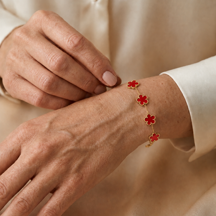 Bracelet Fleur Rouge & Or
