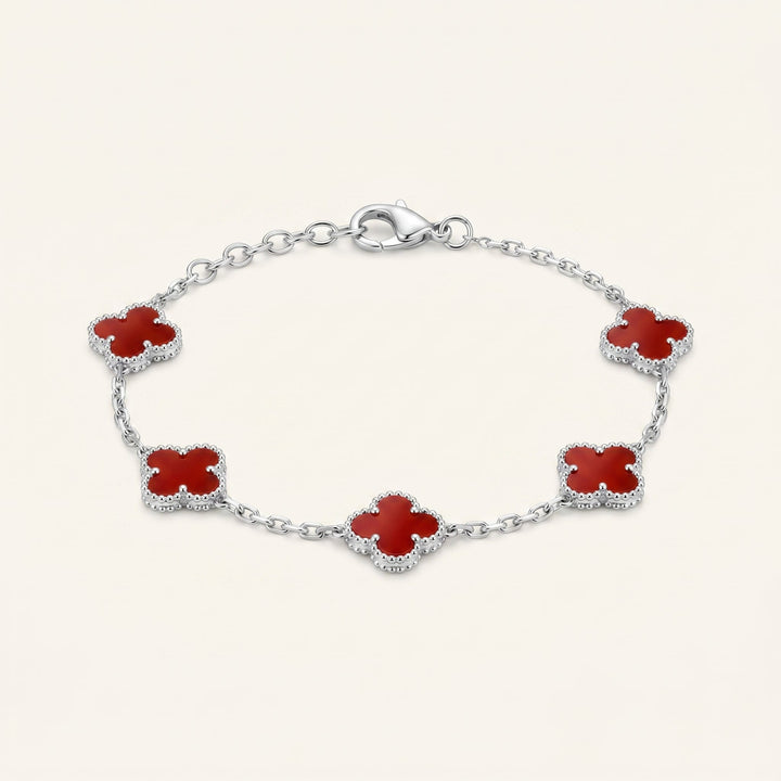 Bracelet Fleur Rouge et Argent