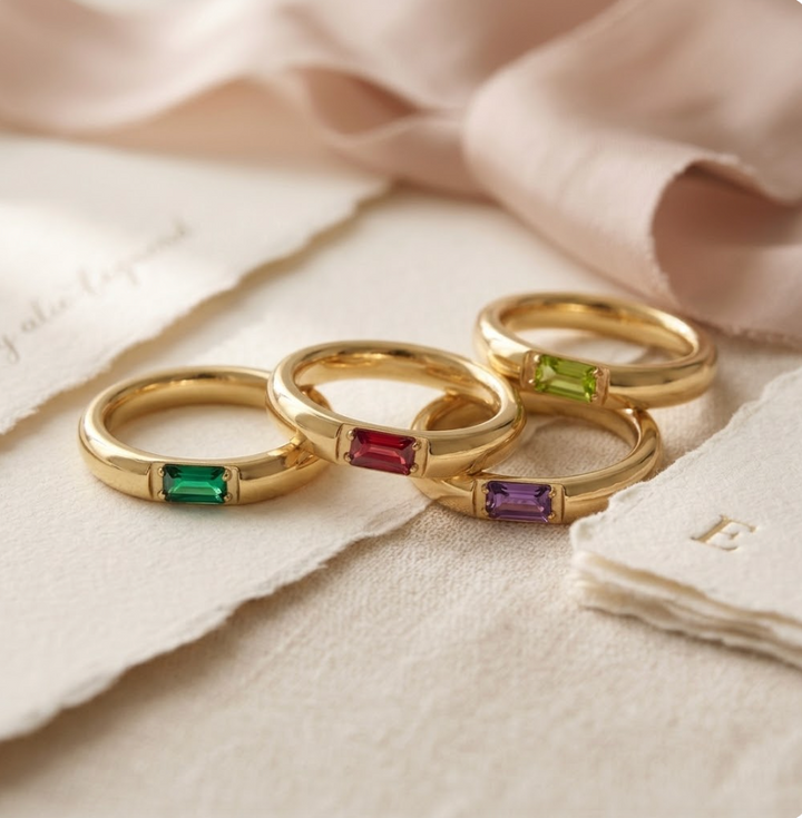 Bague en or avec pierre baguette