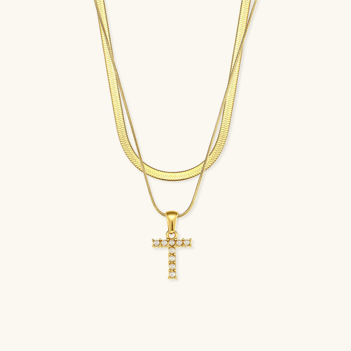 Collier en Or avec Lettre Initiale Superposée Fiona