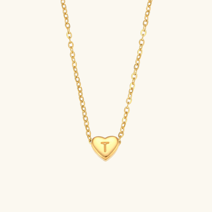 Collier en Or avec Initiale en Forme de Cœur