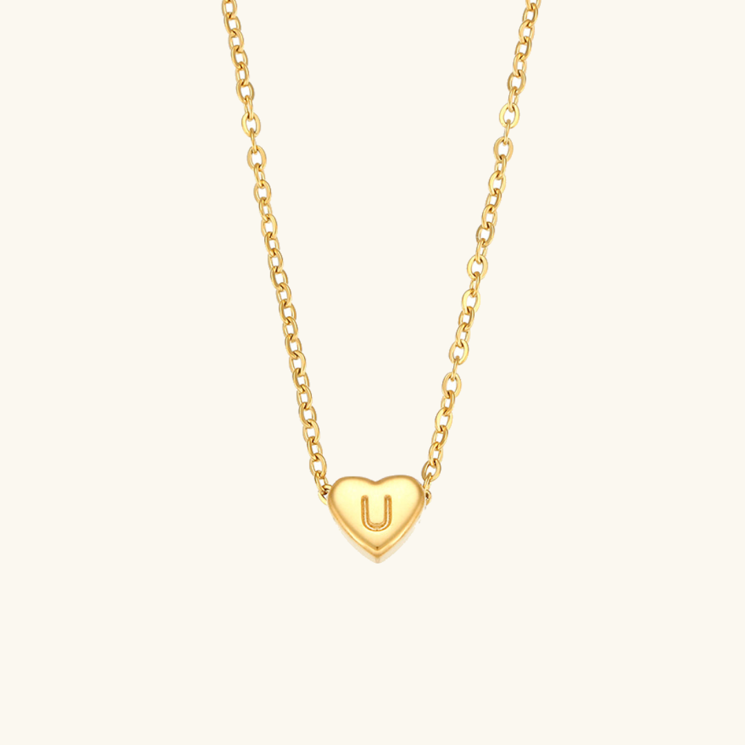 Collier en Or avec Initiale en Forme de Cœur