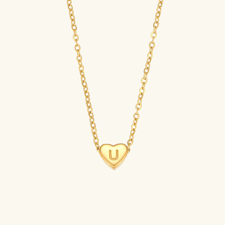 Collier en Or avec Initiale en Forme de Cœur