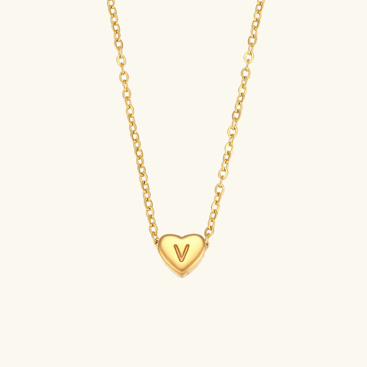 Collier en Or avec Initiale en Forme de Cœur