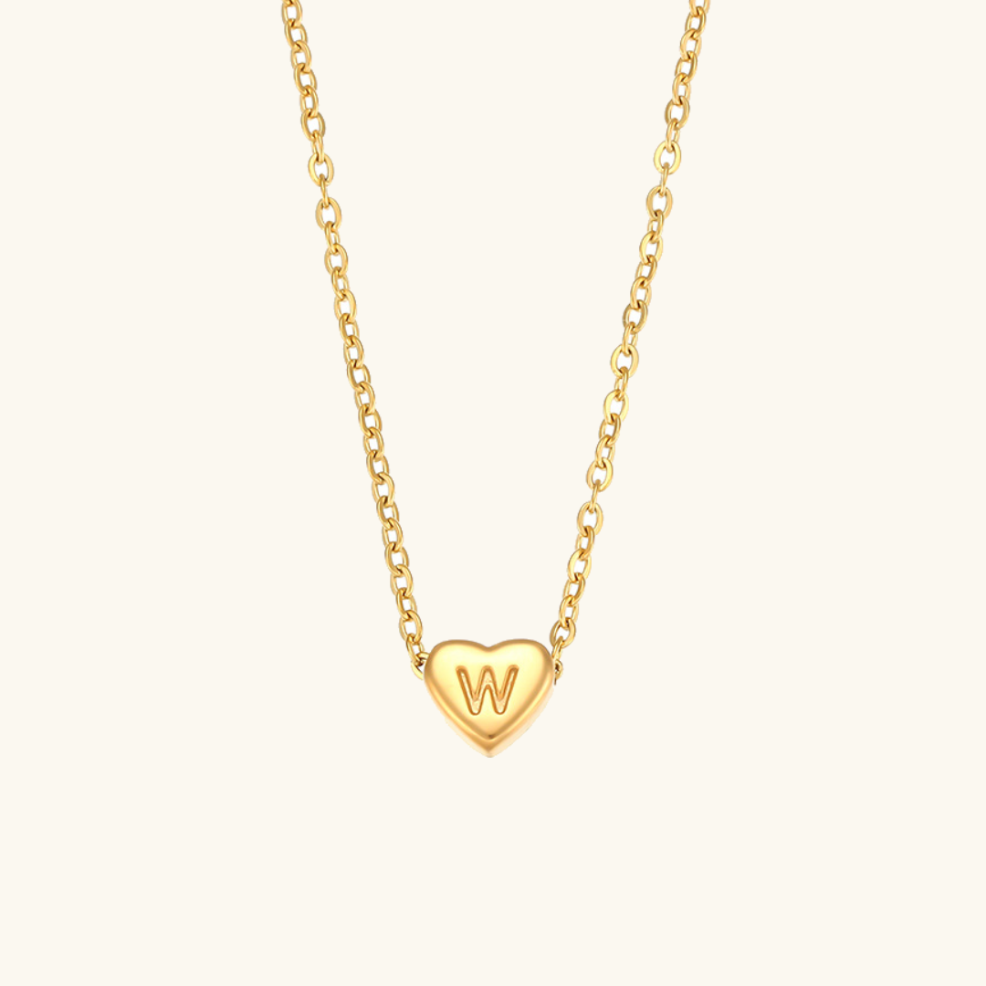Collier en Or avec Initiale en Forme de Cœur