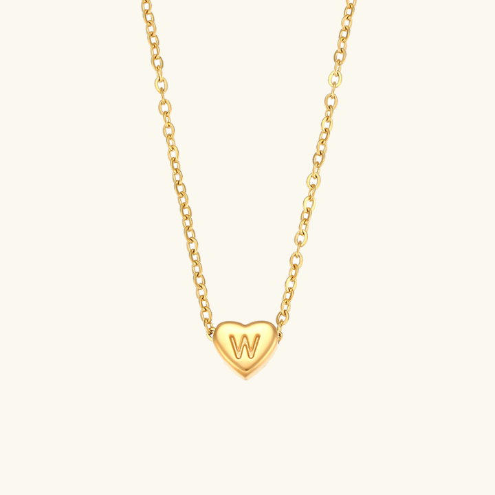 Collier en Or avec Initiale en Forme de Cœur
