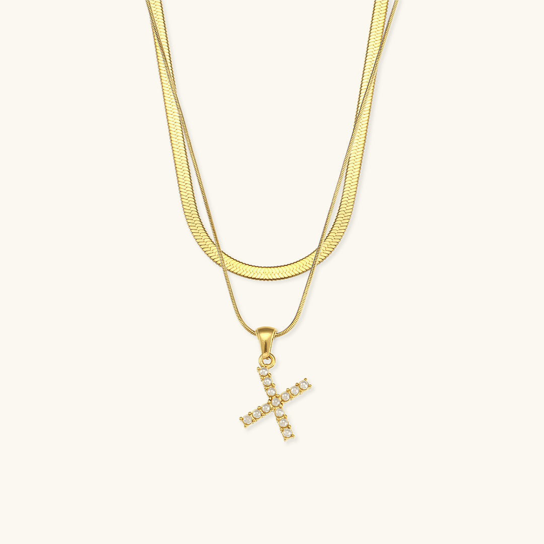 Collier en Or avec Lettre Initiale Superposée Fiona