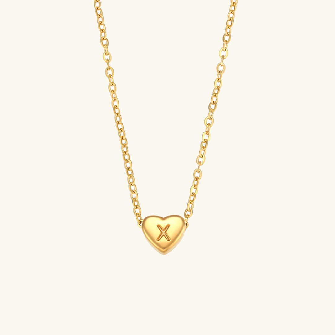 Collier en Or avec Initiale en Forme de Cœur