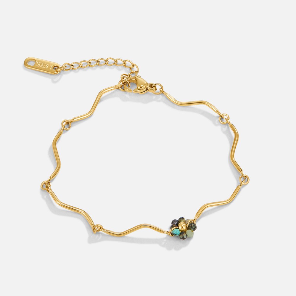 Bracelet en Pierre de Fleurs de Forêt en Or