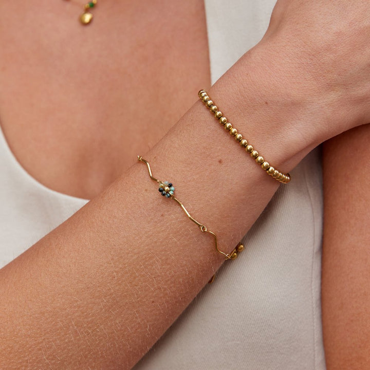 Bracelet en Pierre de Fleurs de Forêt en Or