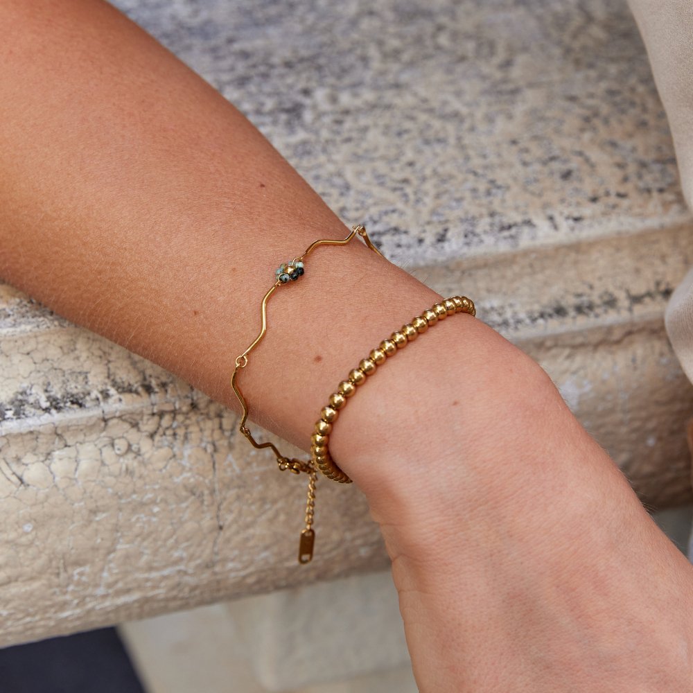 Bracelet en Pierre de Fleurs de Forêt en Or