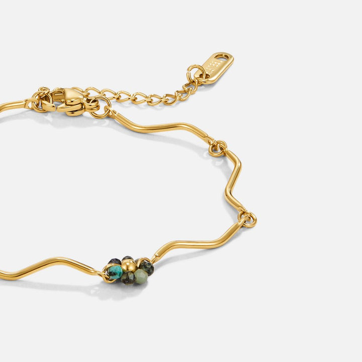 Bracelet en Pierre de Fleurs de Forêt en Or