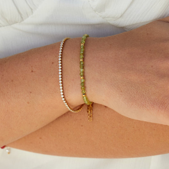 Bracelet en perles de péridot vert