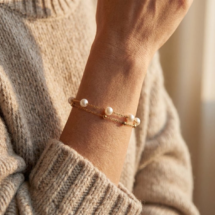 Bracelet Empilé en Perles d'Eau Douce